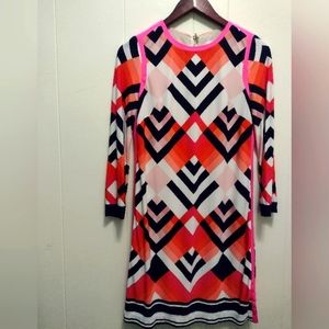 Eliza J Multicolored Long Sleeve Shift Dress Size 4